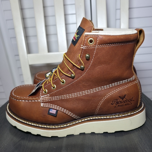 Thorogood 6″ Tobacco Safety Moc Toe Wedge Work Boots 804-4200 Men's Size 8.5 D